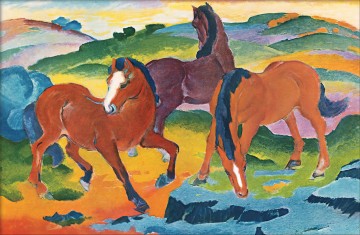 horse cats Painting - The Large Red Horses abstract Franz Marc